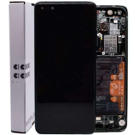 Genuine Huawei P40 Pro Plus | Replacement OLED Touch Screen Assembly With Chassis & Battery | Ceramic Black | Service Pack | 02353RVJ