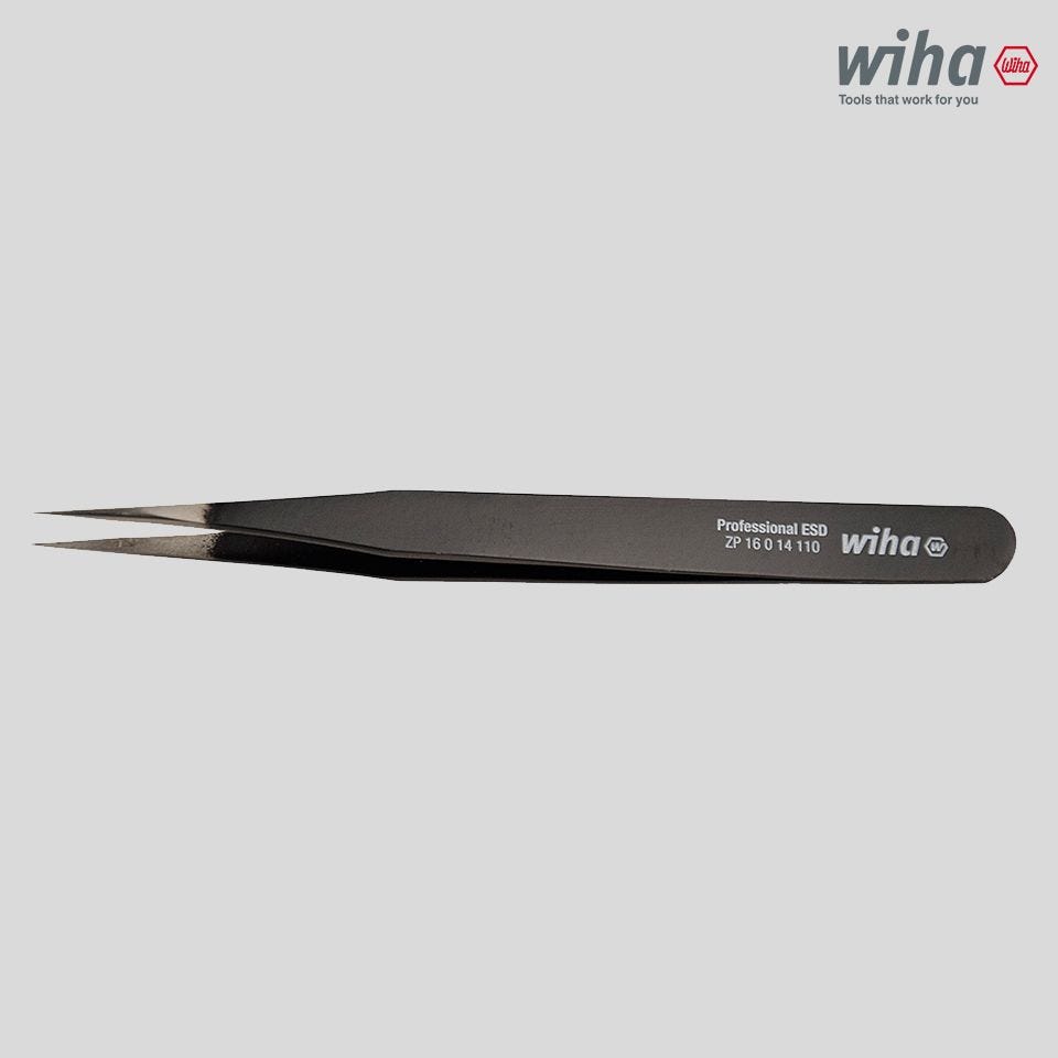 Wiha ZP16014110 Precision Fine Point Tweezers Professional ESD